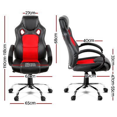 Racing Style PU Leather Office Chair - Red - Free Shipping