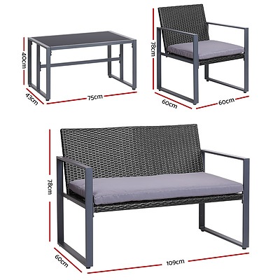 4PC Outdoor Furniture Patio Table Chair Black