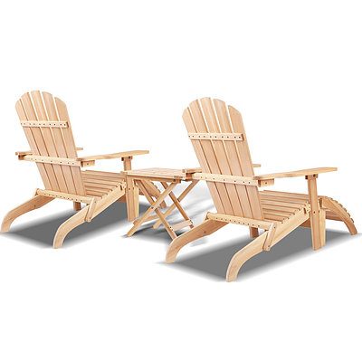 5 Piece Wooden Table and Chair Lounge Set - Natural Wood - Free Shipping