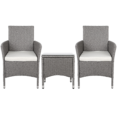 3-piece Outdoor Chair and Table Set Grey - Free Shipping