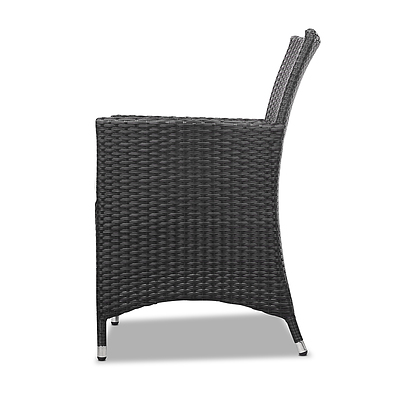 3pc Rattan Bistro Wicker Outdoor Furniture Set Black - Brand New - Free Shipping