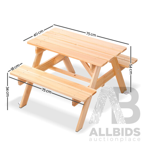 Kids Wooden Picnic Bench Set - Brand New - Free Shipping