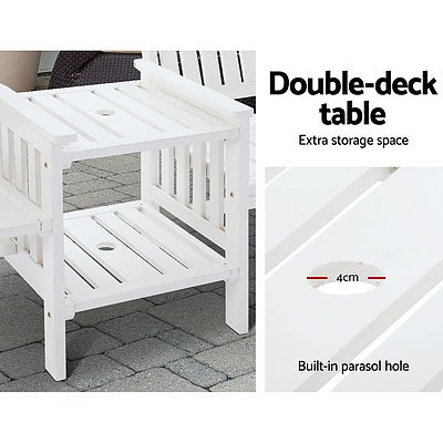 Garden Bench Chair Table Loveseat Wooden Outdoor Furniture Patio Park White - Brand New - Free Shipping