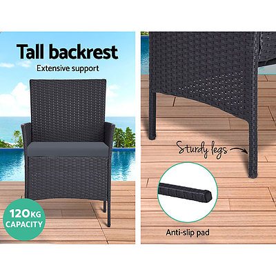 Outdoor Furniture Wicker Set Chair Table Dark Grey 4pc - Brand New - Free Shipping