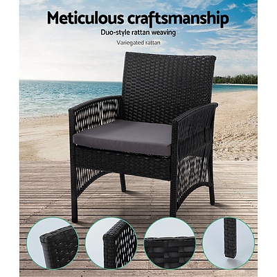 Outdoor Furniture Set Wicker Cushion 4pc Black - Brand New - Free Shipping