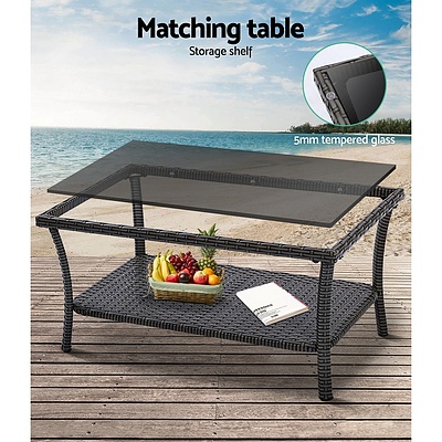 Outdoor Furniture Set Wicker Cushion 4pc Dark Grey - Brand New - Free Shipping