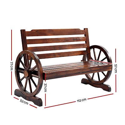 Wooden Wagon Wheel Bench - Brown - Brand New - Free Shipping