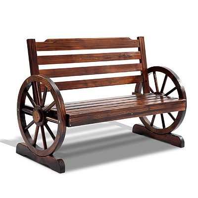 Wooden Wagon Wheel Bench - Brown - Brand New - Free Shipping