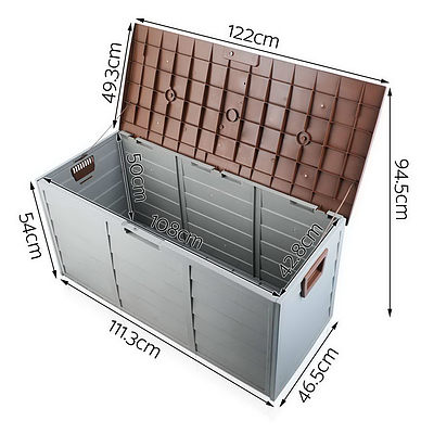 290L Outdoor Weatherproof Storage Box - Brown - Free Shipping