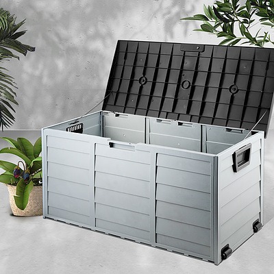 290L Plastic Outdoor Storage Box Container Weatherproof Black - Free Shipping