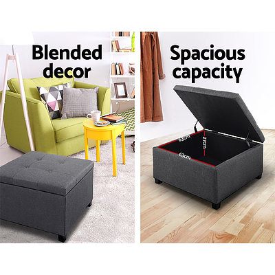 Storage Ottoman Blanket Box Linen Foot Stool Chest Couch Bench Toy Rest - Brand New - Free Shipping