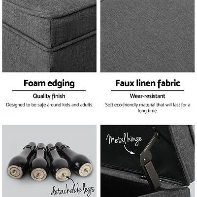 Fabric Storage Ottoman - Grey - Brand New - Free Shipping