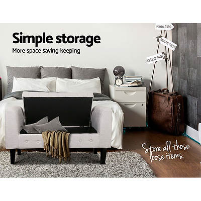 Artiss Linen Fabric Storage Ottoman - Beige - Brand new - Free Shipping