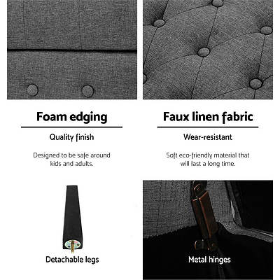 Fabric Storage Ottoman - Grey - Brand New - Free Shipping