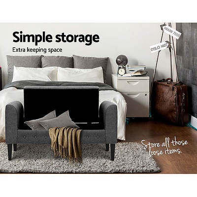 Artiss Fabric Storage Ottoman - Grey - Brand New - Free Shipping