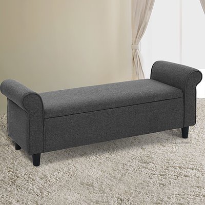 Storage Ottoman Blanket Box 126cm Linen Fabric Arm Foot Stool Couch Large - Brand New - Free Shipping