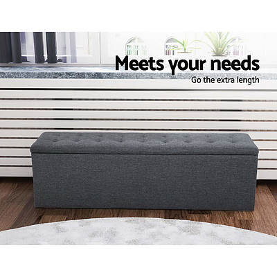 Storage Ottoman Blanket Box Linen Foot Stool Rest Chest Couch Grey - Brand New - Free Shipping