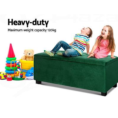Storage Ottoman Blanket Box Velvet Foot Stool Rest Chest Couch Toy Green - Brand New - Free Shipping