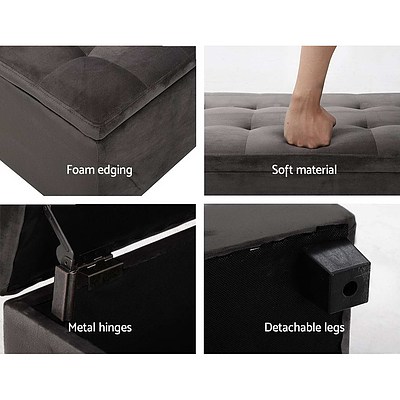 Storage Ottoman Blanket Box Foot Stool Velvet Chest Toy Large Rest Couch - Brand New - Free Shipping