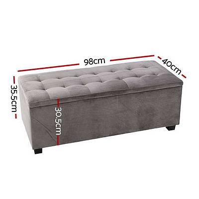Storage Ottoman Blanket Box Velvet Foot Stool Rest Chest Couch Toy Grey - Brand New - Free Shipping