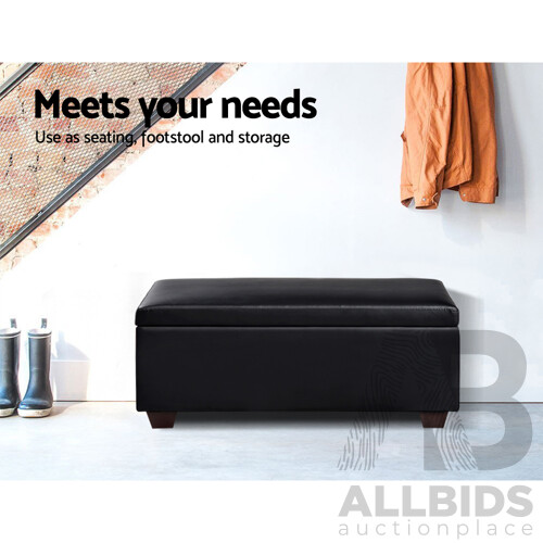 Artiss Faux PU Leather Storage Ottoman - Black - Brand new - Free Shipping