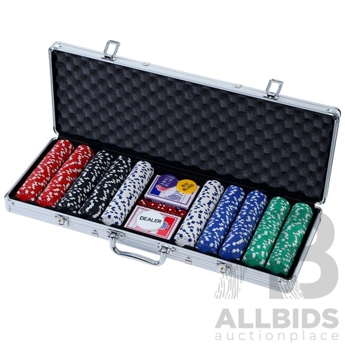 Poker Chip Set 500PC Chips TEXAS HOLD'EM Casino Gambling Dice Cards - Brand New - Free Shipping