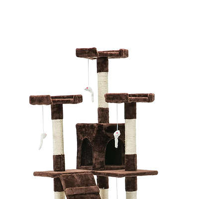 180cm Multi Level Cat Condo Scratching Tree Post - Brown - Free Shipping