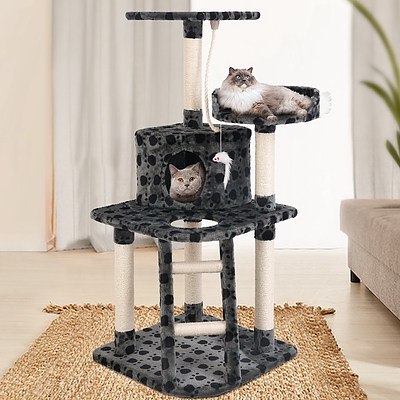 Cat Tree Trees Scratching Post Scratcher Tower Condo House Furniture Wood Grey - Brand New - Free Shipping