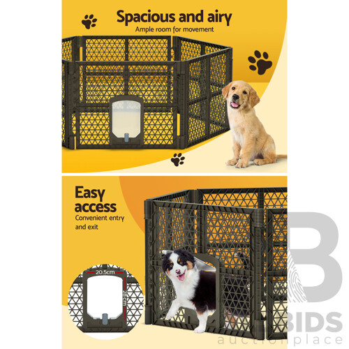 Pet Dog Playpen Enclosure 6 Panel Fence Puppy Cage Plastic Play Pen Fold - Brand New - Free Shipping