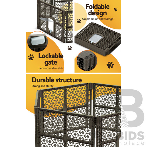 Pet Dog Playpen Enclosure 6 Panel Fence Puppy Cage Plastic Play Pen Fold - Brand New - Free Shipping