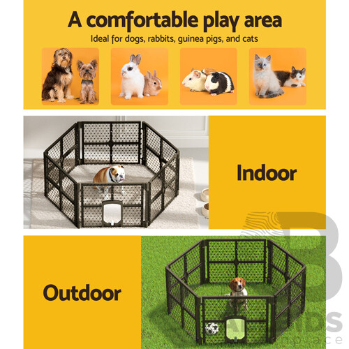 Pet Dog Playpen Enclosure 6 Panel Fence Puppy Cage Plastic Play Pen Fold - Brand New - Free Shipping