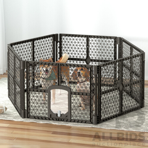 Pet Dog Playpen Enclosure 6 Panel Fence Puppy Cage Plastic Play Pen Fold - Brand New - Free Shipping