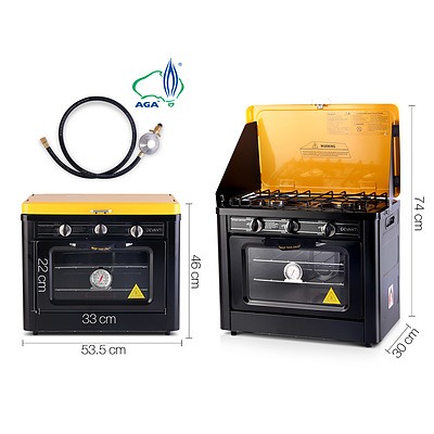 3 Burner Portable Oven - Black & Yellow - Free Shipping