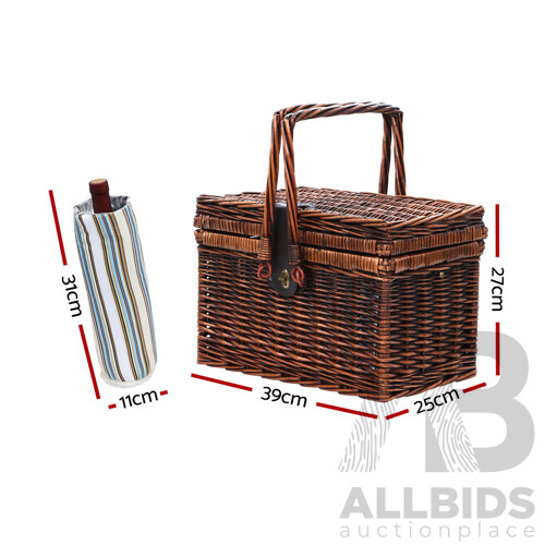 Deluxe 4 Person Picnic Basket Set Folding Outdoor Insulated Liquor bag