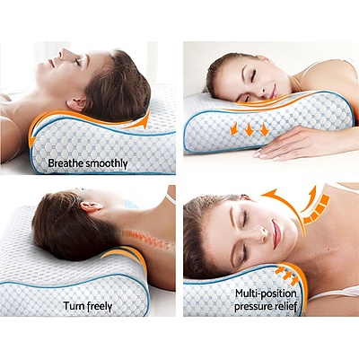 Memory Foam Pillow Ice Silk Cover Contour Pillows Cool Cervical Support - Brand New - Free Shipping