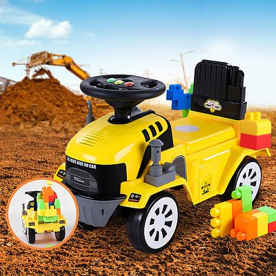 Kids Ride On Car w/ Building Blocks Toy Cars Engine Vehicle Truck Children - Brand New - Free Shipping