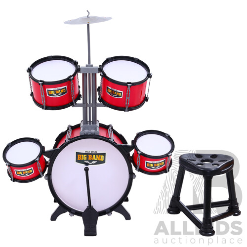 Kids 7 Drum Set Junior Drums Kit Musical Play Toys Childrens Mini Big Band - Brand New - Free Shipping
