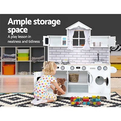 Kids Kitchen Set Pretend Play Food Sets Childrens Utensils Toys White - Brand New - Free Shipping