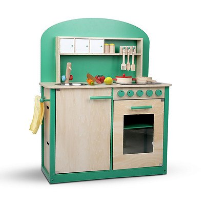 Kids Wooden Play Set Kitchen 8 Piece - Green - Brand New - Free Shipping