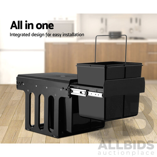 Dual Side Pull Out Rubbish Waste Basket 2 x 15L - Brand New - Free Shipping