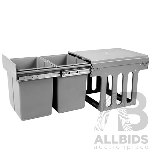 Dual Side Pull Out Rubbish Waste Basket 2 x 15L - Brand New