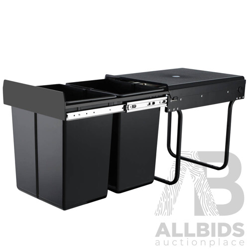 Set of 2 20L Twin Pull Out Bins - Grey - Brand New - Free Shipping