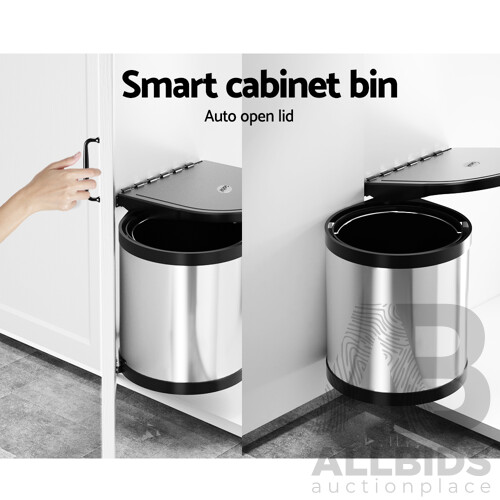 Kitchen Swing Out Pull Out Bin Stainless Steel Garbage Rubbish Can 12L - Brand New - Free Shipping