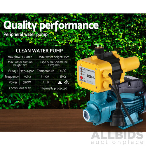 Auto Peripheral Water Pump Clean Electric Garden Farm Rain Tank Irrigation QB60 Yellow - Brand New - Free Shipping