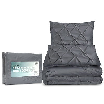 Queen Size Quilt Cover Set - Charcoal - Free Shipping