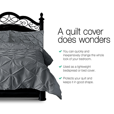 Giselle Bedding Super King Quilt Cover Set - Charcoal - Free Shipping