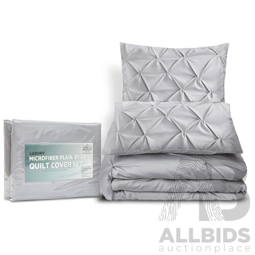 Giselle Bedding Queen Size Quilt Cover Set - Grey - Free Shipping