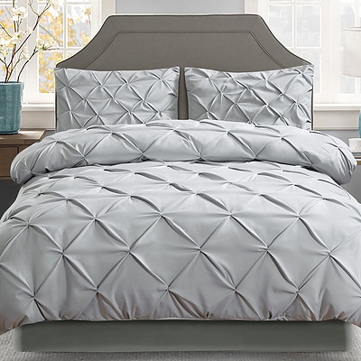 Giselle Bedding Super King Size Quilt Cover Set - Grey - Free Shipping