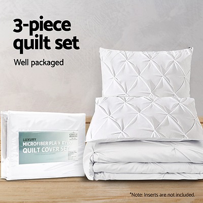 King Size Quilt Cover Set - White - Free Shipping