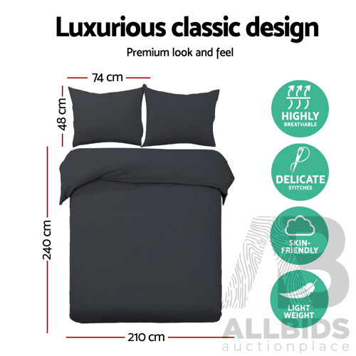 King Size Classic Quilt Cover Set - Black